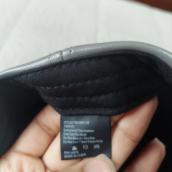 David and Young Gray Faux Leather Hat One Size - Picture 6 of 6